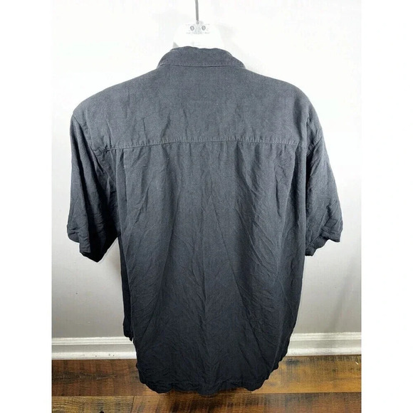 Tommy Bahama Large Tropic Isles Short Sleeve Shirt 100% Silk. Black - Picture 4 of 6